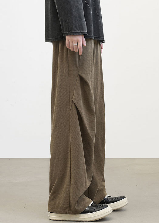 Classy Brown Cinched Warm Fleece Corduroy Pants Spring Rm041