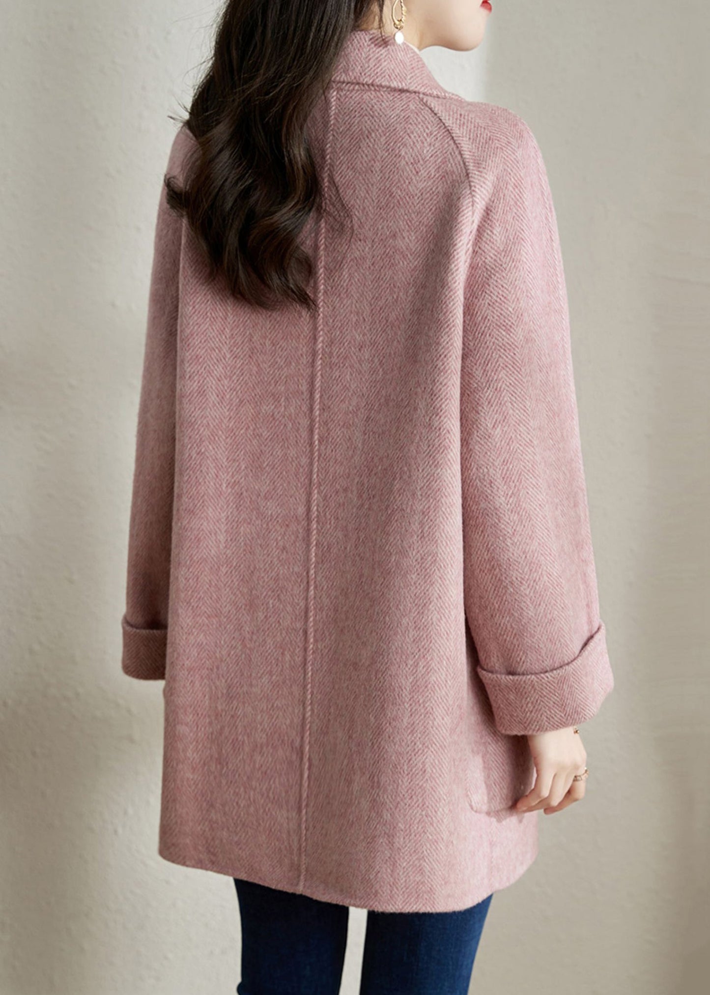Classy Camel Peter Pan Collar Pockets Woolen Coats Spring Te042