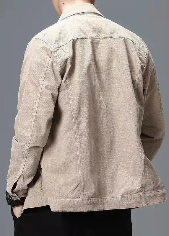 Coats Button Classy Corduroy Spring Peter Collar Pan Khaki