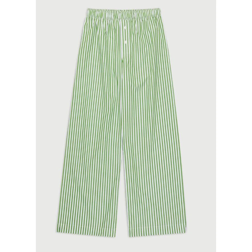 Retro Striped Button High Waist Straight Pant