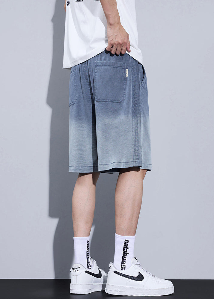 Cool Blue Gradient Color Pockets Denim Shorts Summer Yl015