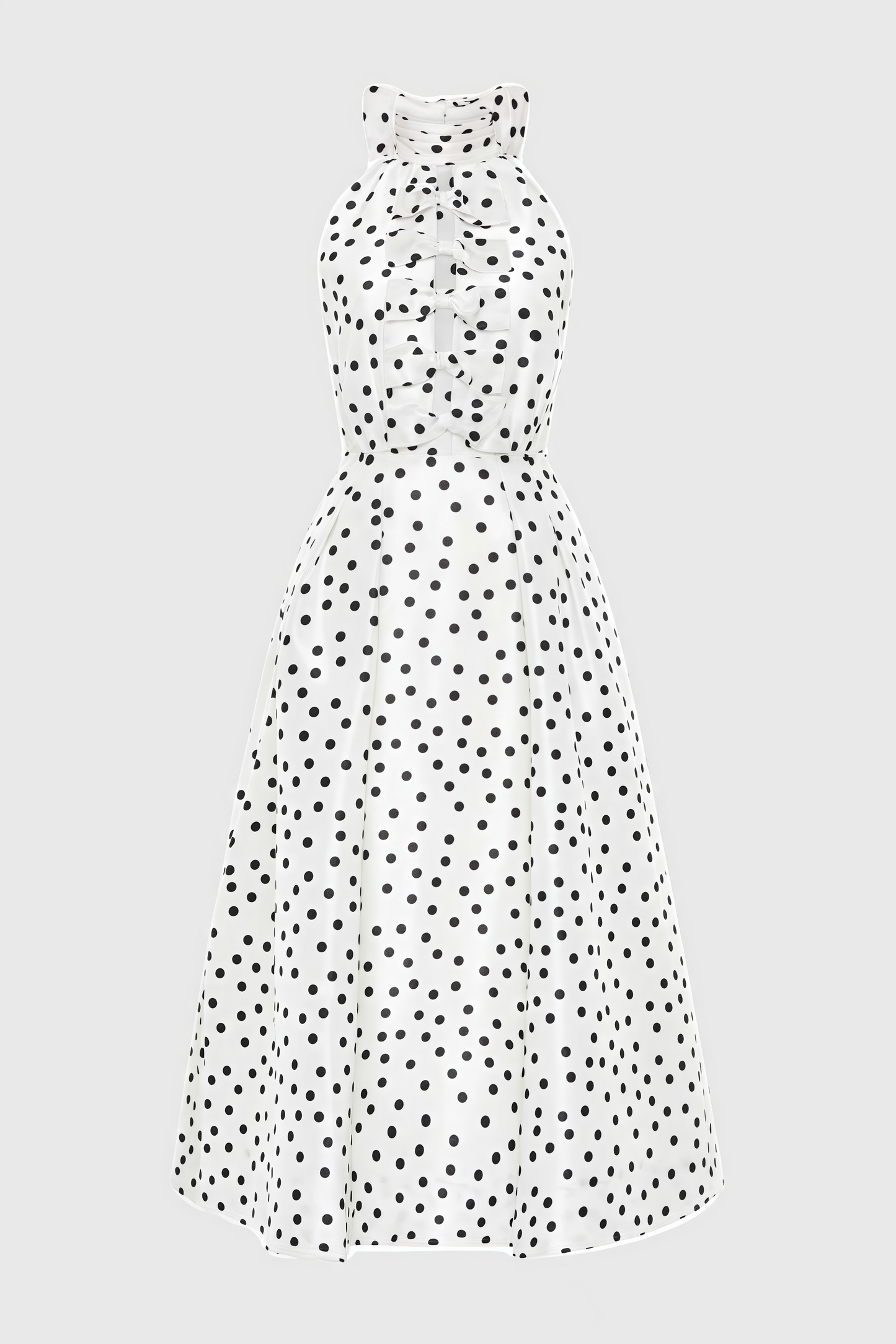 Cainea Bowknot Polka Dot Midi Dress