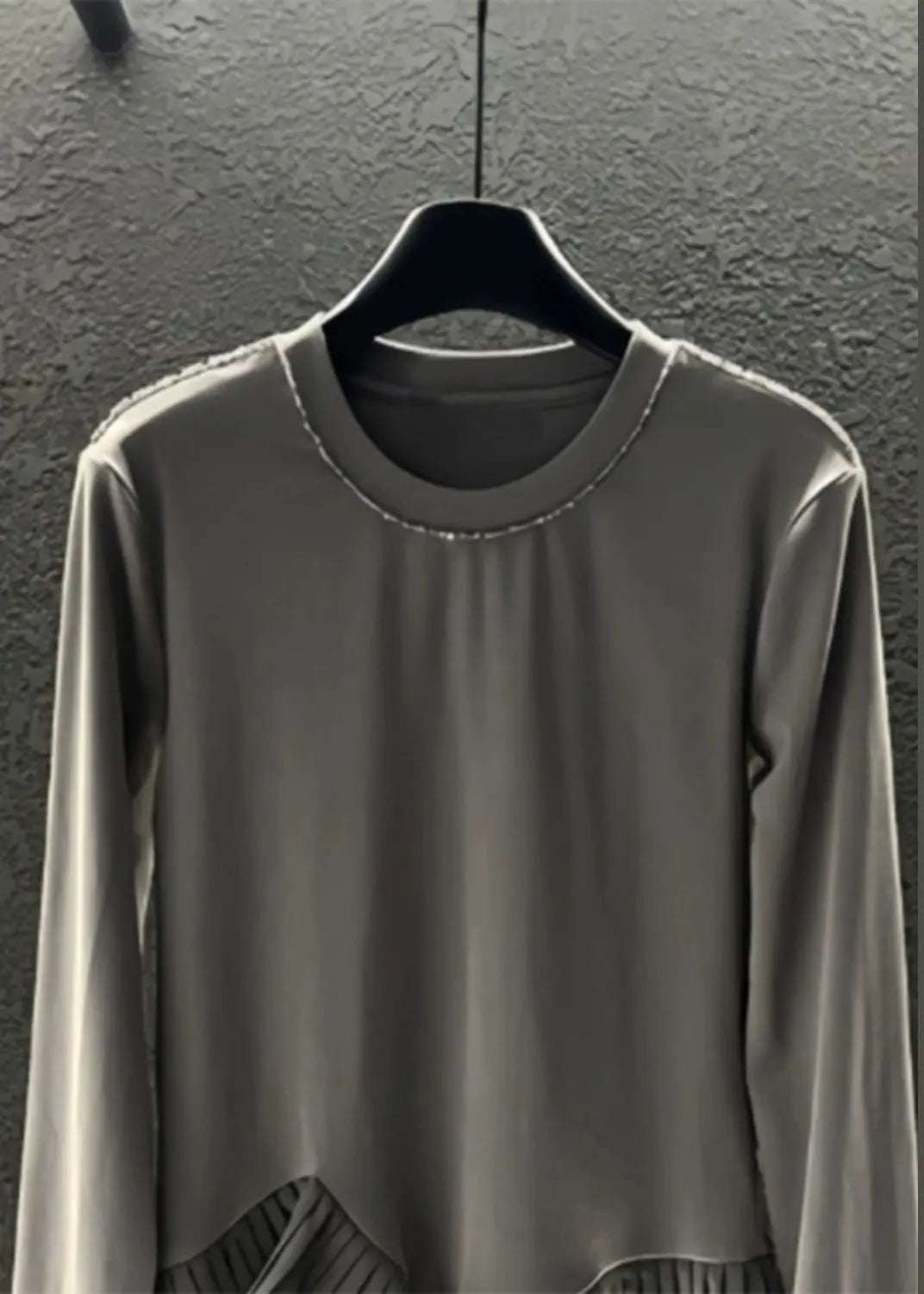 Diy Grey Asymmetrical Patchwork Wrinkled Cotton Sweatshirts Top Spring Ha1024