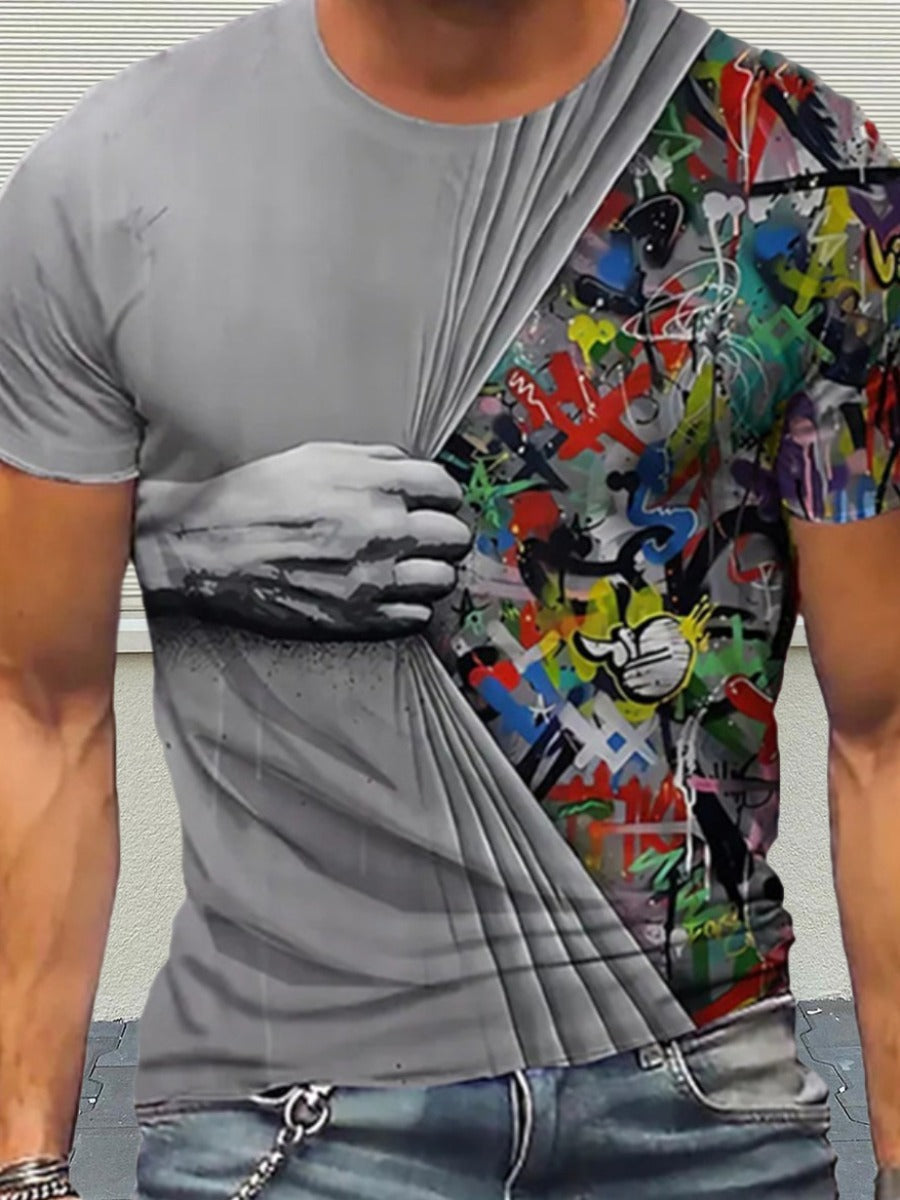 Round Neck Graffiti Print T-shirt Ar7083