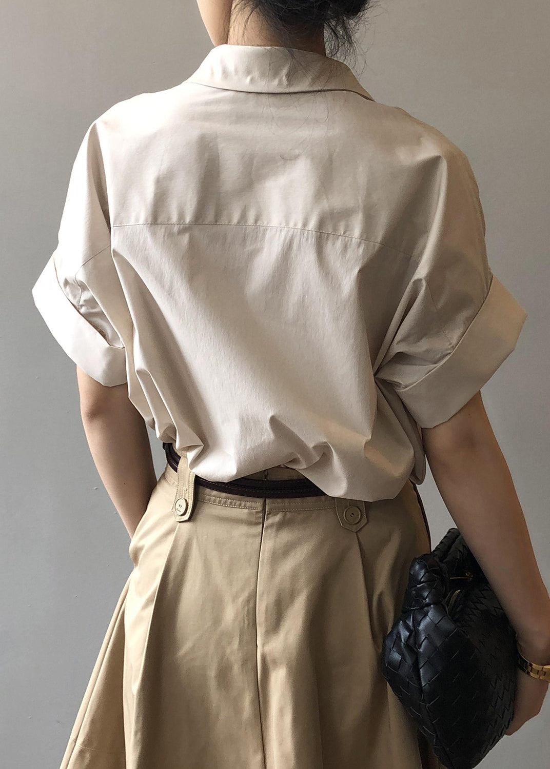 Apricot Peter Pan Collar Cotton Blouse Tops Summer Qb006