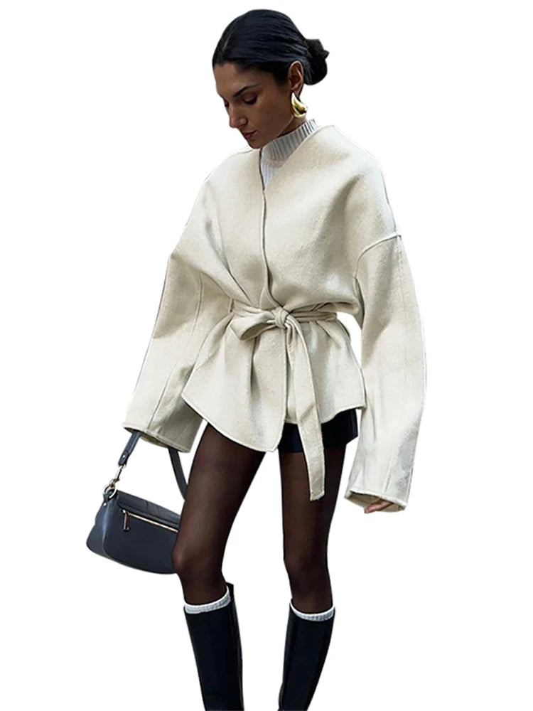 Loose Long Oblique Lace Short Autumn Winter New Coat