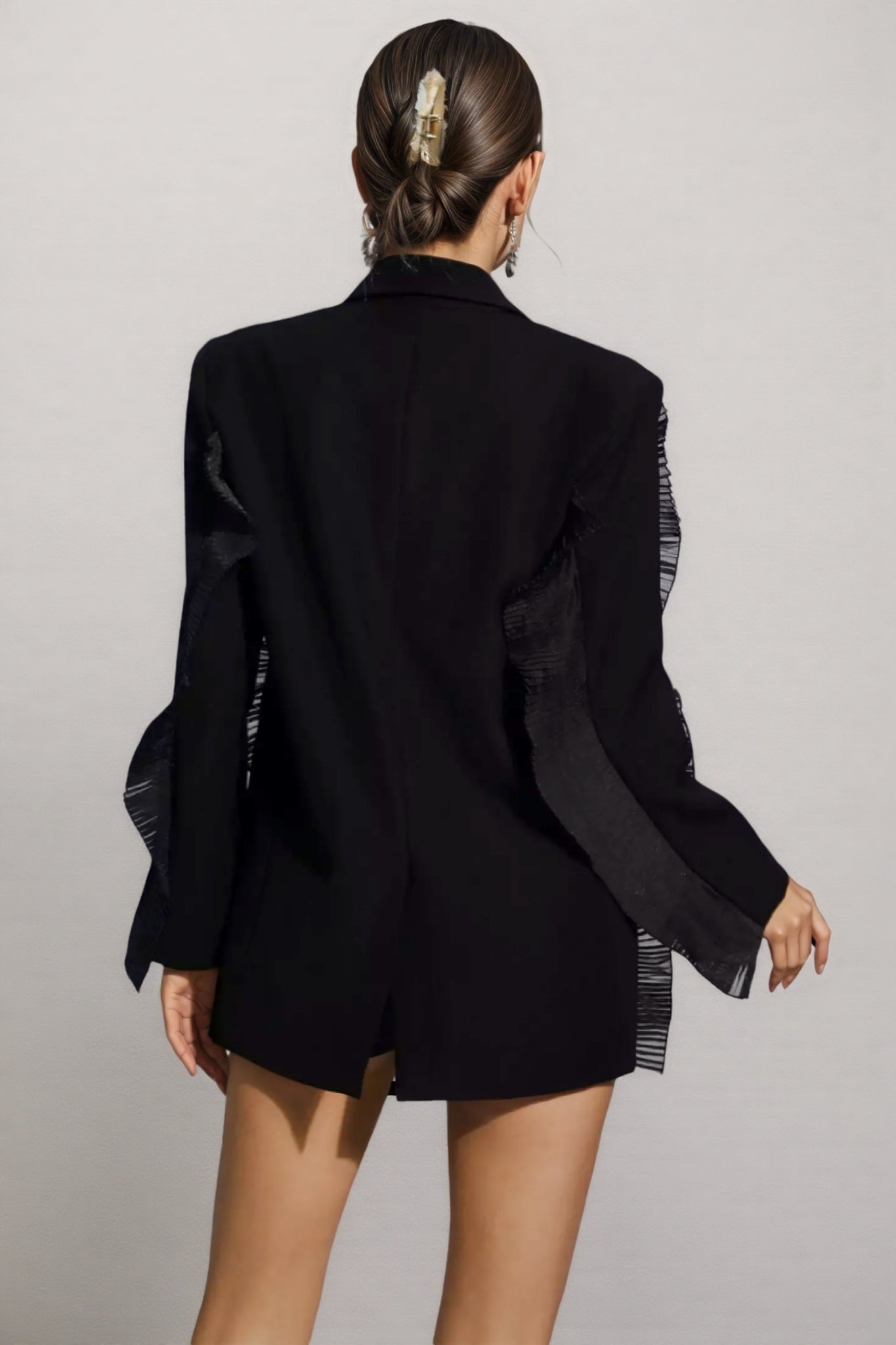 Luna Black Ruched Blazer Mini Dress