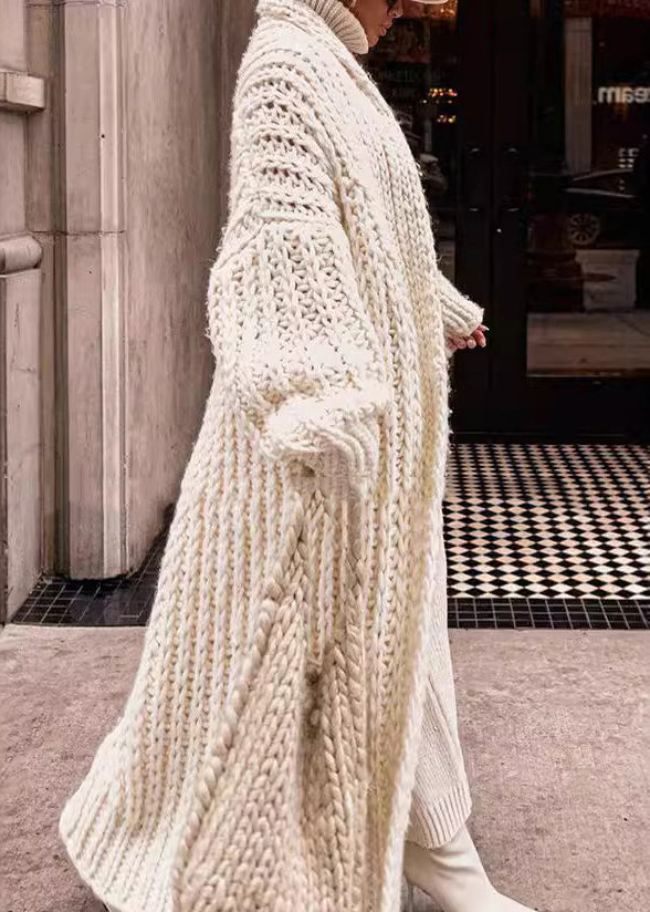 European and American Style White Puff Sleeve Knit Cardigan Qy002