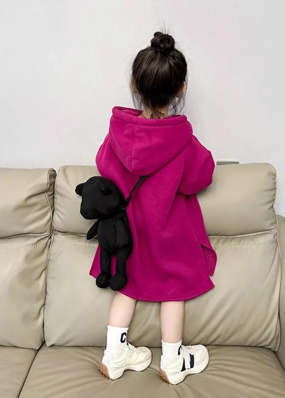 Dragonfruit Colour Graphic Patchwork Kids Hooded Fleece Sweatshirt Dress Spring Tv029