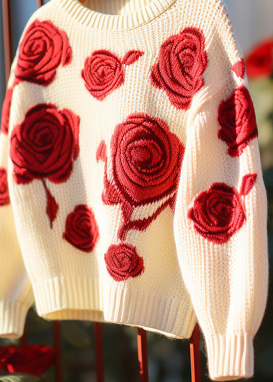 Red Hollow Out Cozy Knit Sweaters Fall Qv061