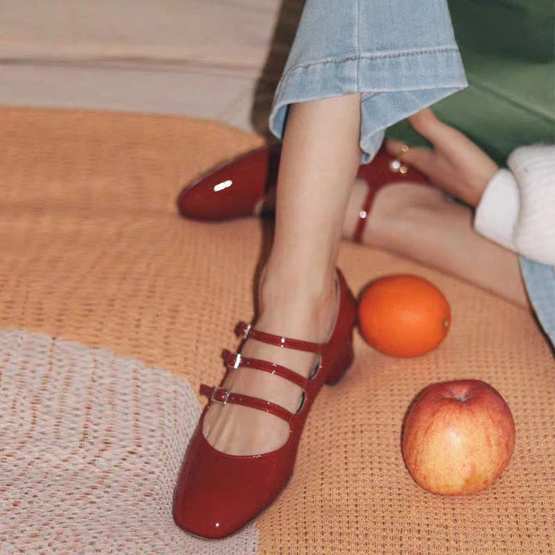 New Round Toe Pumps Buckle High Heels Wedding Shoes Party Comfortable Shoes Zapatos De Mujer