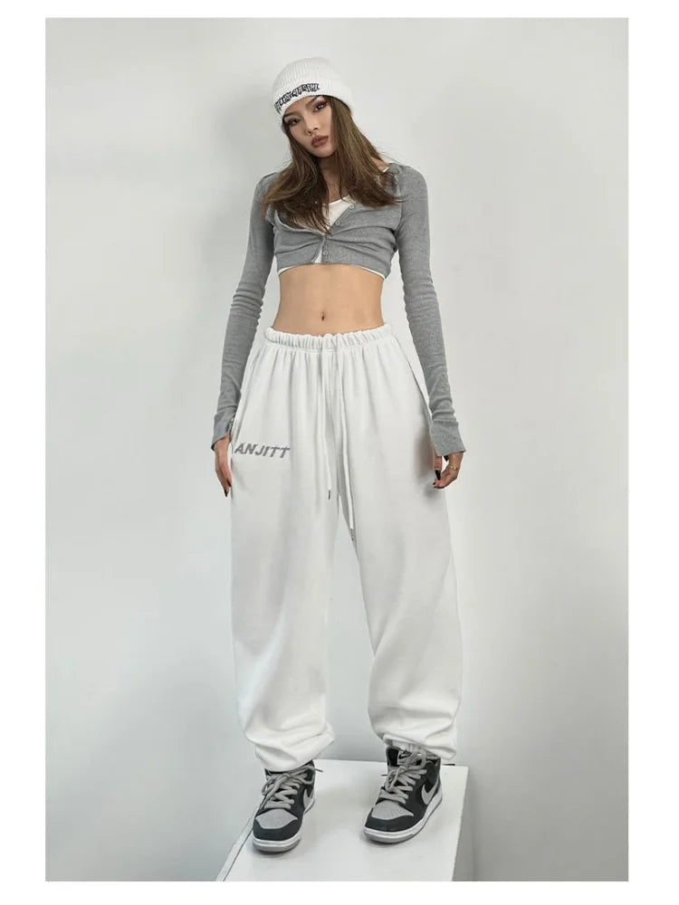 Hippie Gray Jogging Y2k Harajuku Oversize Sports Pants