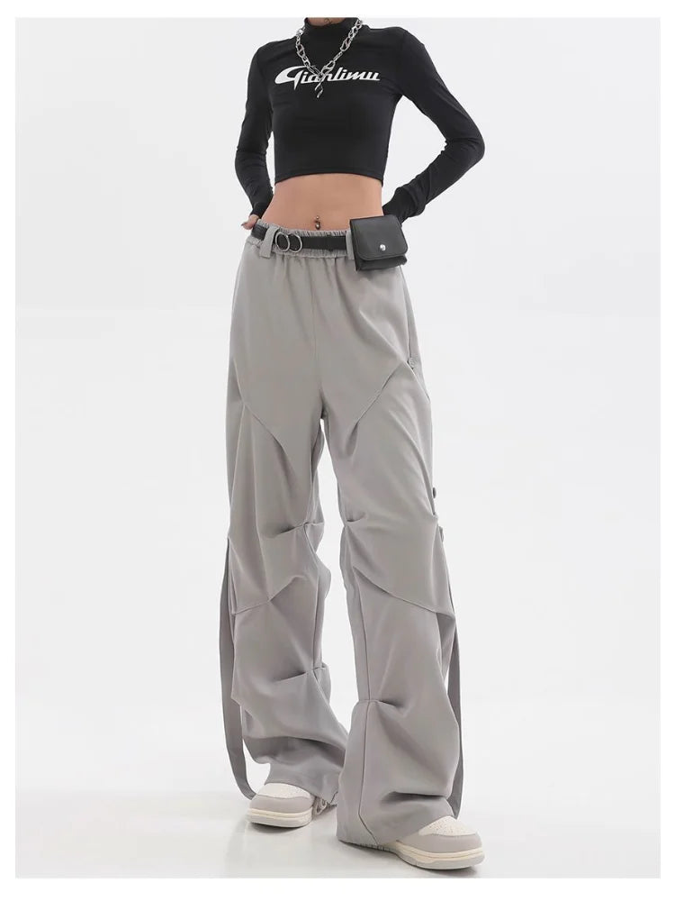 Techwear Hippie Gray Cargo Parachute Y2k Oversize Black Mopping Pant