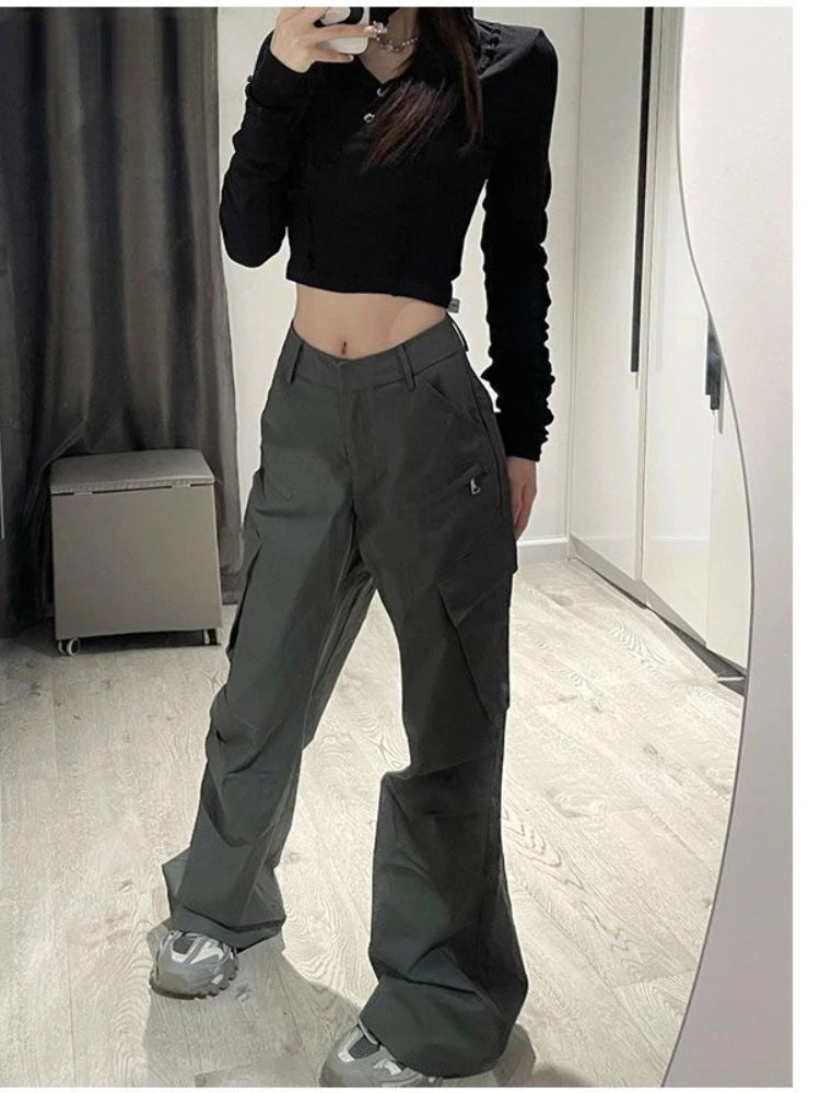 Grey Cargo Y2k Straight High Street Pant