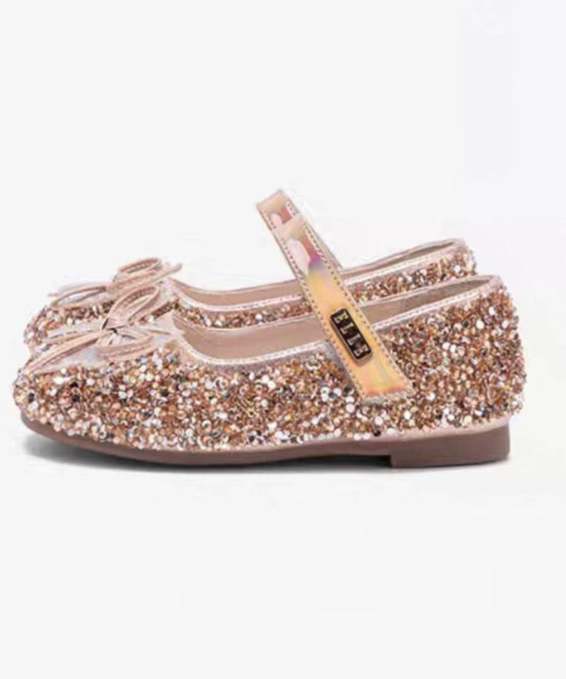 Shoes Champagne Buckle Bow Flat Handmade Strap Zircon