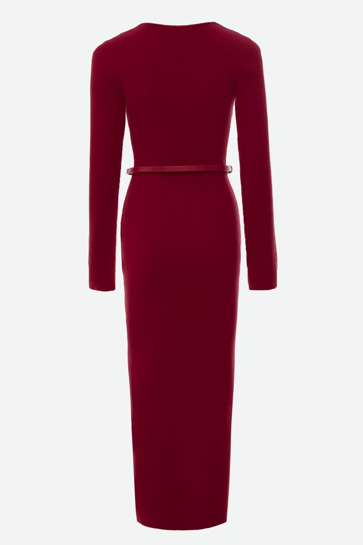 Knit Cable V-neck Mermaid Midi Dress