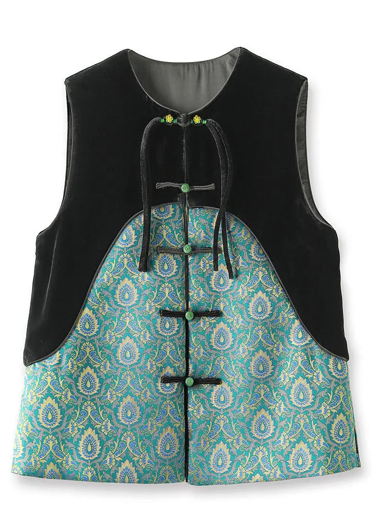 Button Silk Velour Waistcoat Sleeveless