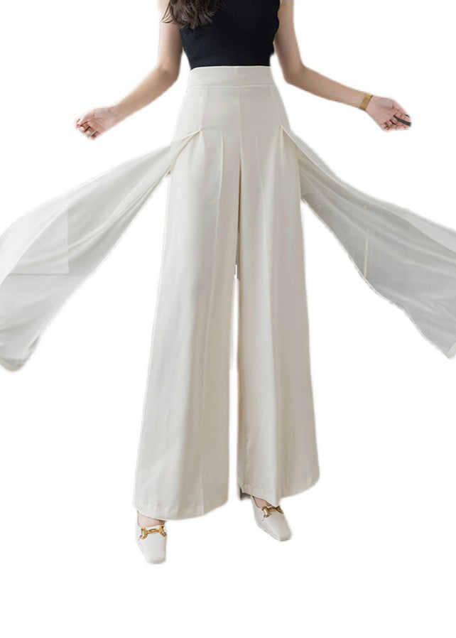 Loose Black High Waist Draping Chiffon Wide Leg Pants Summer Ly0166