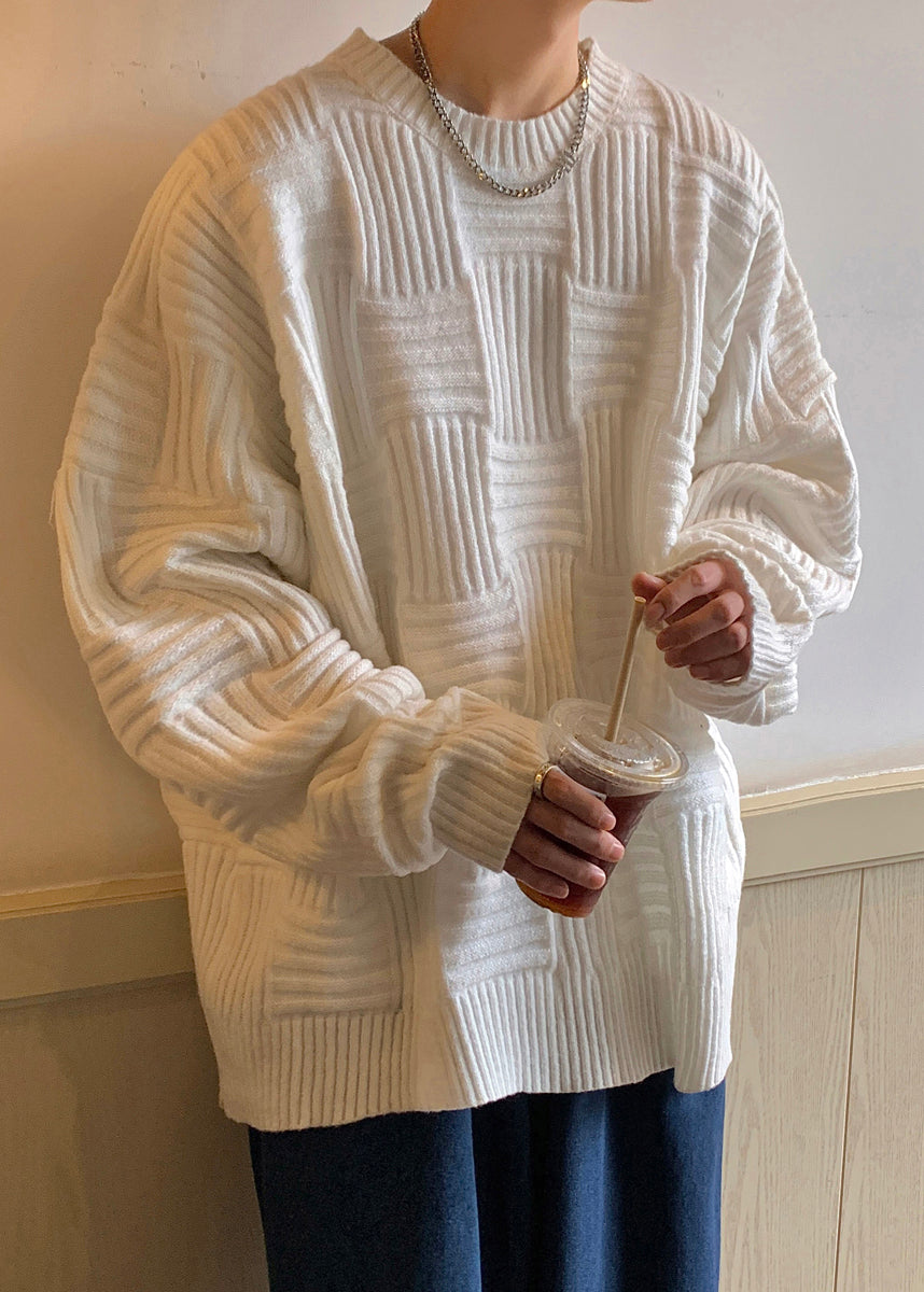 Loose Green O Neck Thick Knit Sweaters Winter Qf037