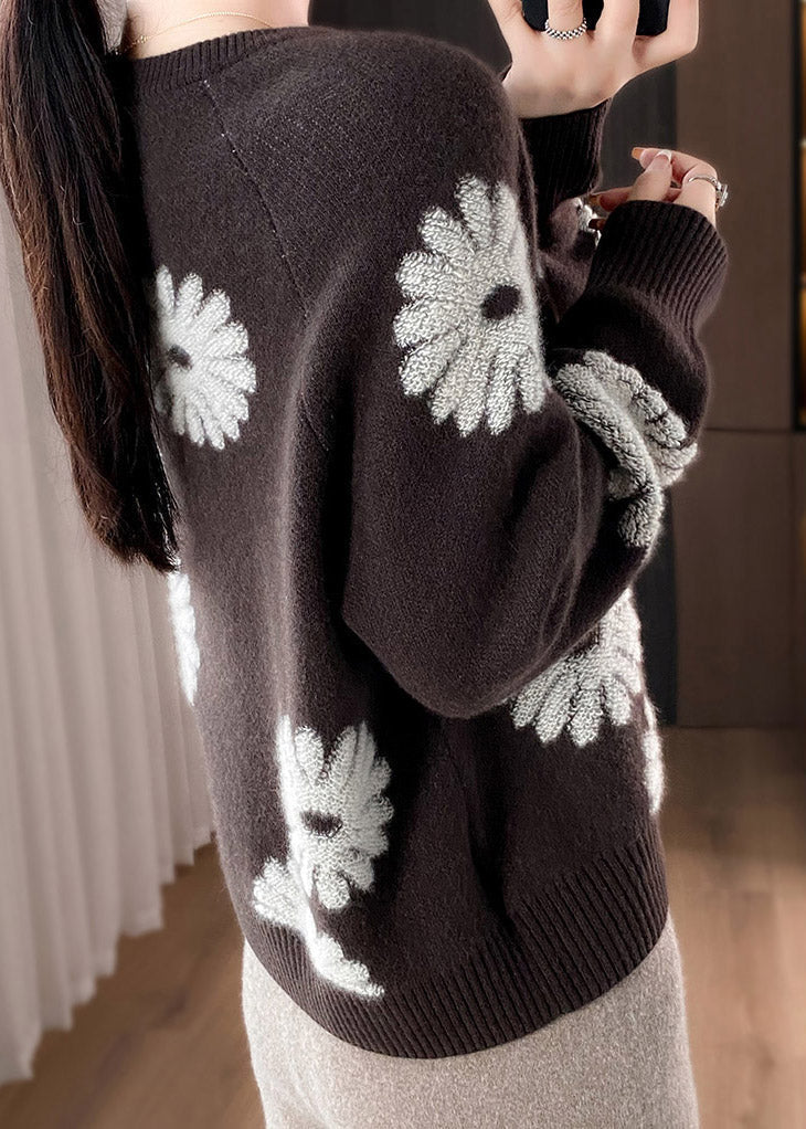 Loose Grey O Neck Cozy Woolen Knit Sweaters Spring Yw052