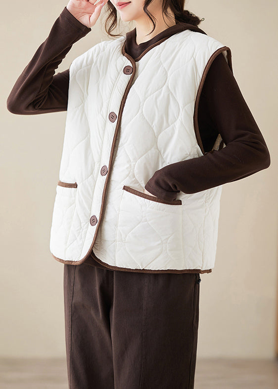 Loose White Button Wear on Both Sides Teddy Faux Fur Waistcoat Sleeveless Er002