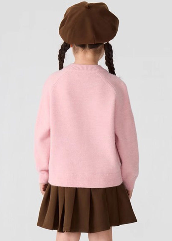 Pink Animal Print Cotton Knit Sweater Spring Tp033