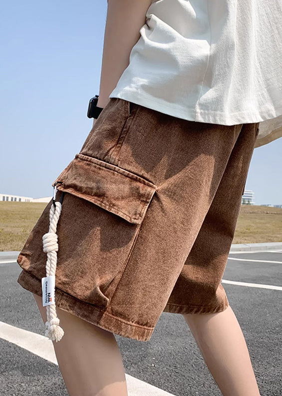 Modern Light Blue Pockets Drawstring Denim Shorts Summer Yl021