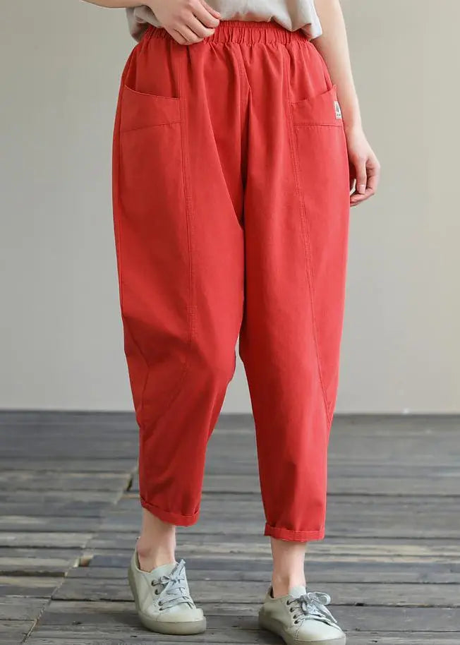 Elastic Waist Cotton Crop Pants