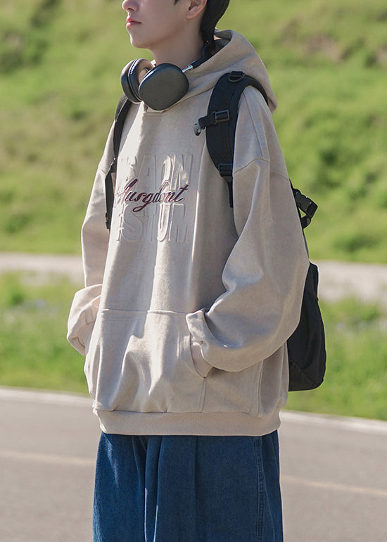 New Apricot Hooded Pockets Cotton Sweatshirts Spring Yq033
