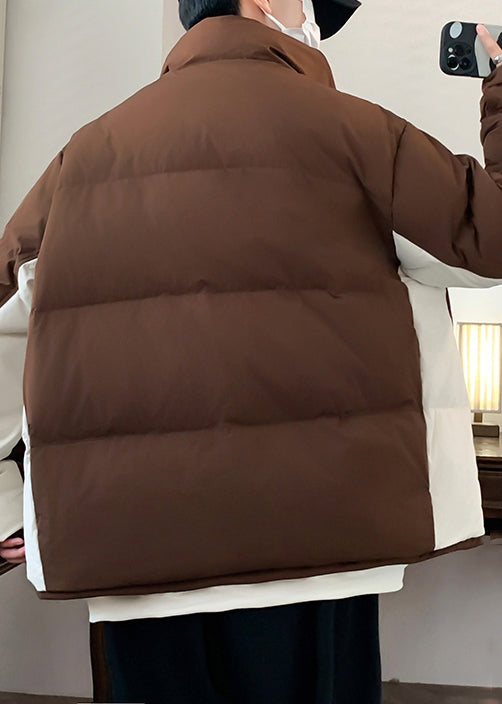 New Coffee Pockets Oversized Patchwork Duck Down Down Coats Winter Rm009