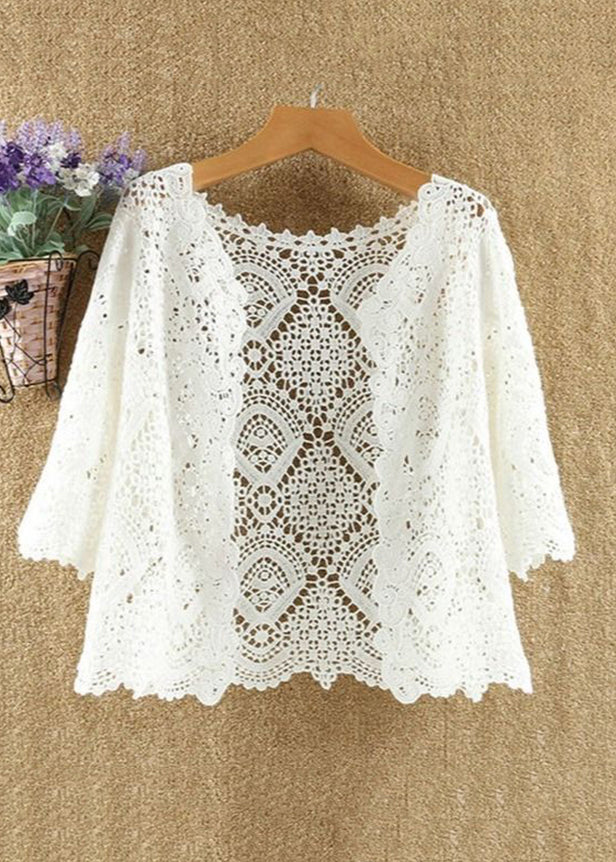 New Green Hollow Out Cotton Knit Cardigans Summer As1056