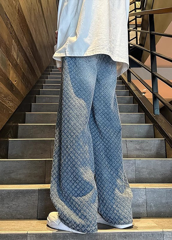 New Jacquard Blue Pockets Denim Pants Summer Sa029