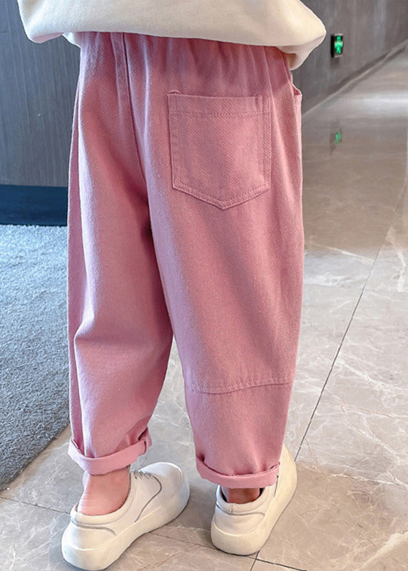 New Pink Patchwork Elastic Waist Harem Pants Tv012