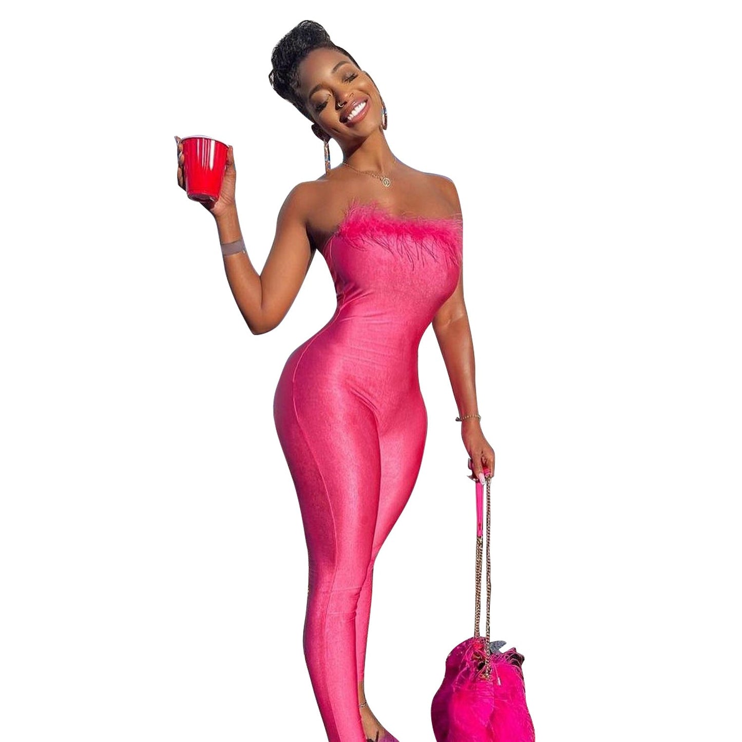 Summer Clothing Tight Wrapped Chest Jumpsuit Trousers for