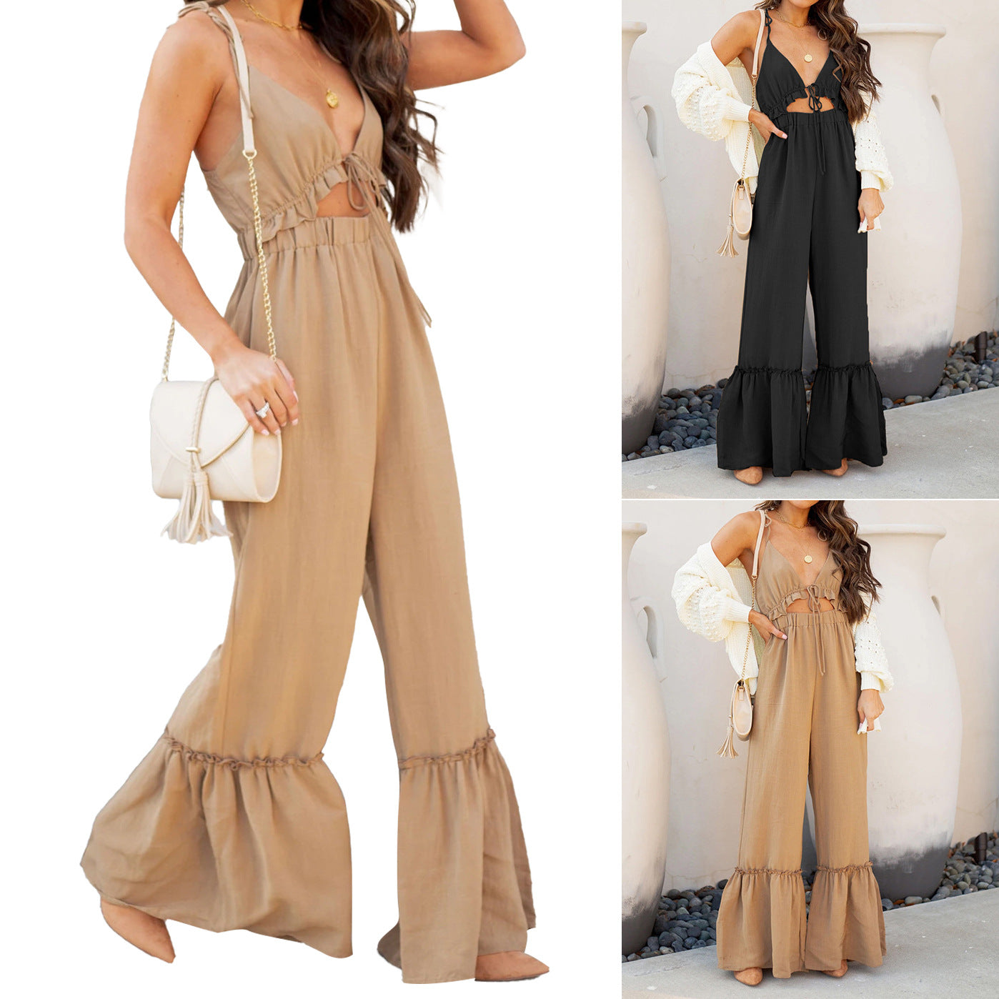 Summer Color Jumpsuit Strap Horn Jumpsuit for