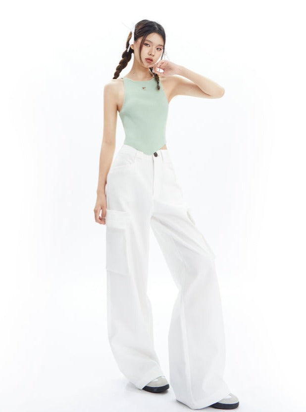 Wide-leg Cargo Pants in Khaki