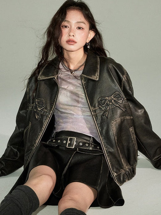 Pleated Leather Skirt