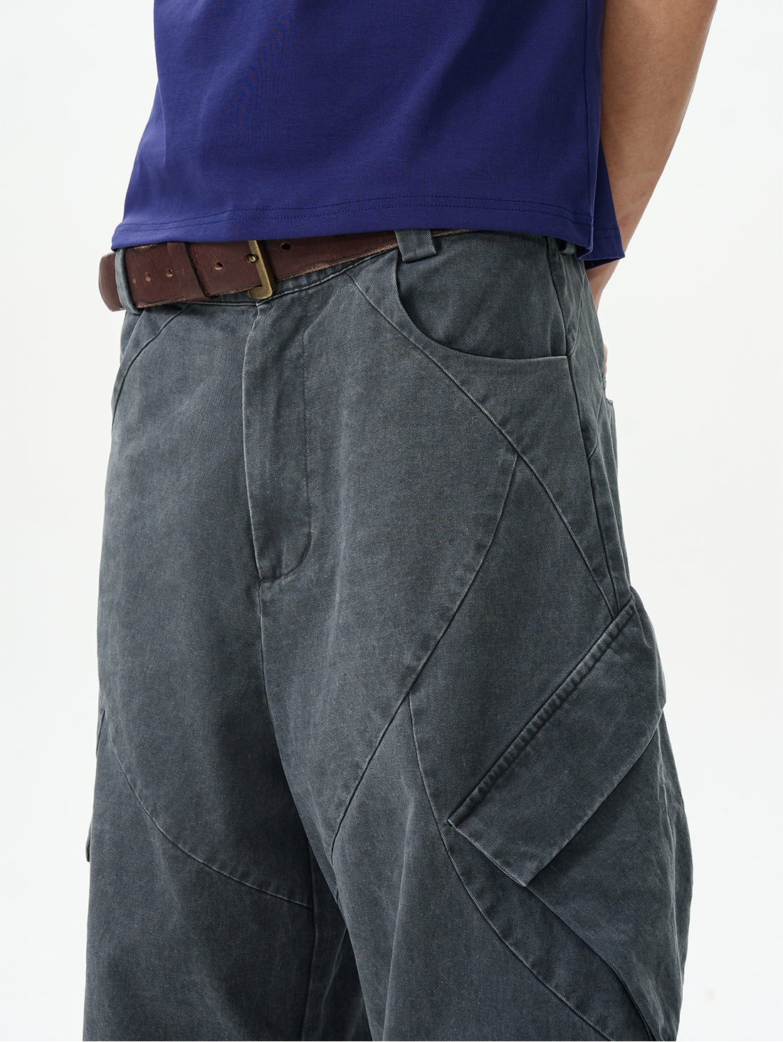 Charcoal Wide-leg Cargo Pants