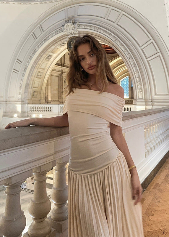 Solene – Off-shoulder Pleated Maxi Dress