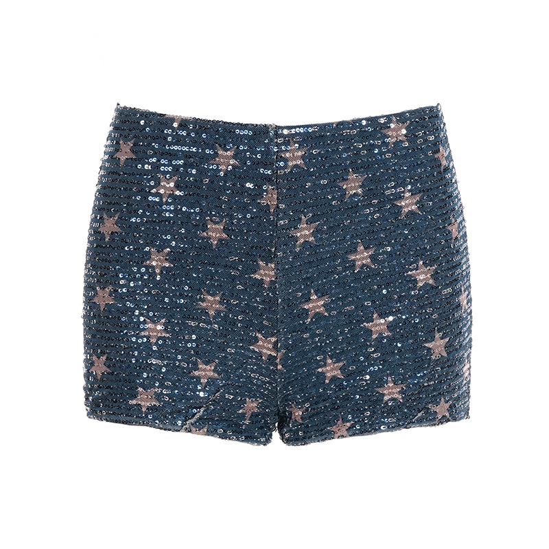 Laikynn Blue Sequin Shorts