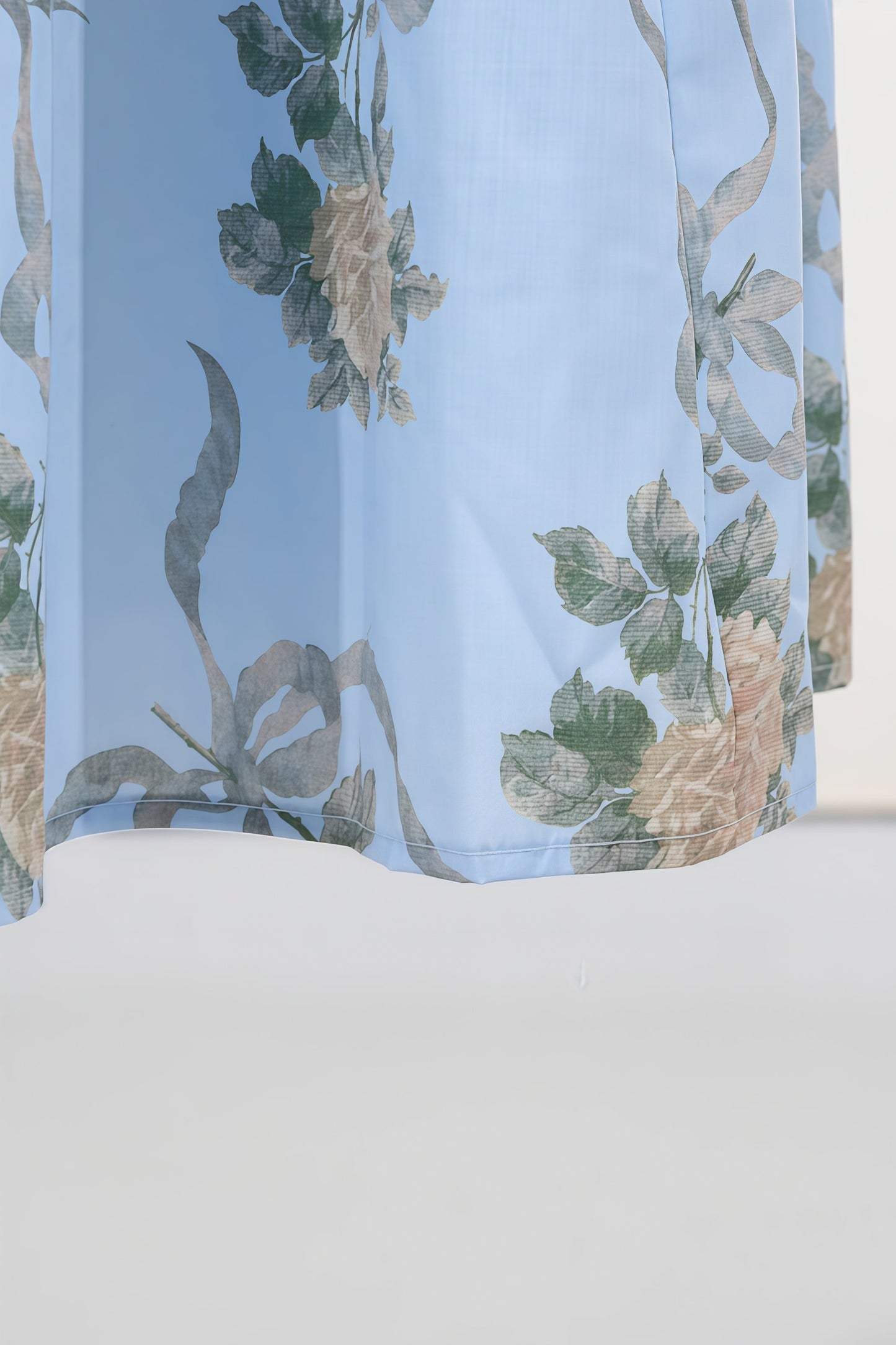 Gwend Blue Rose Print Cotton Midi Dress