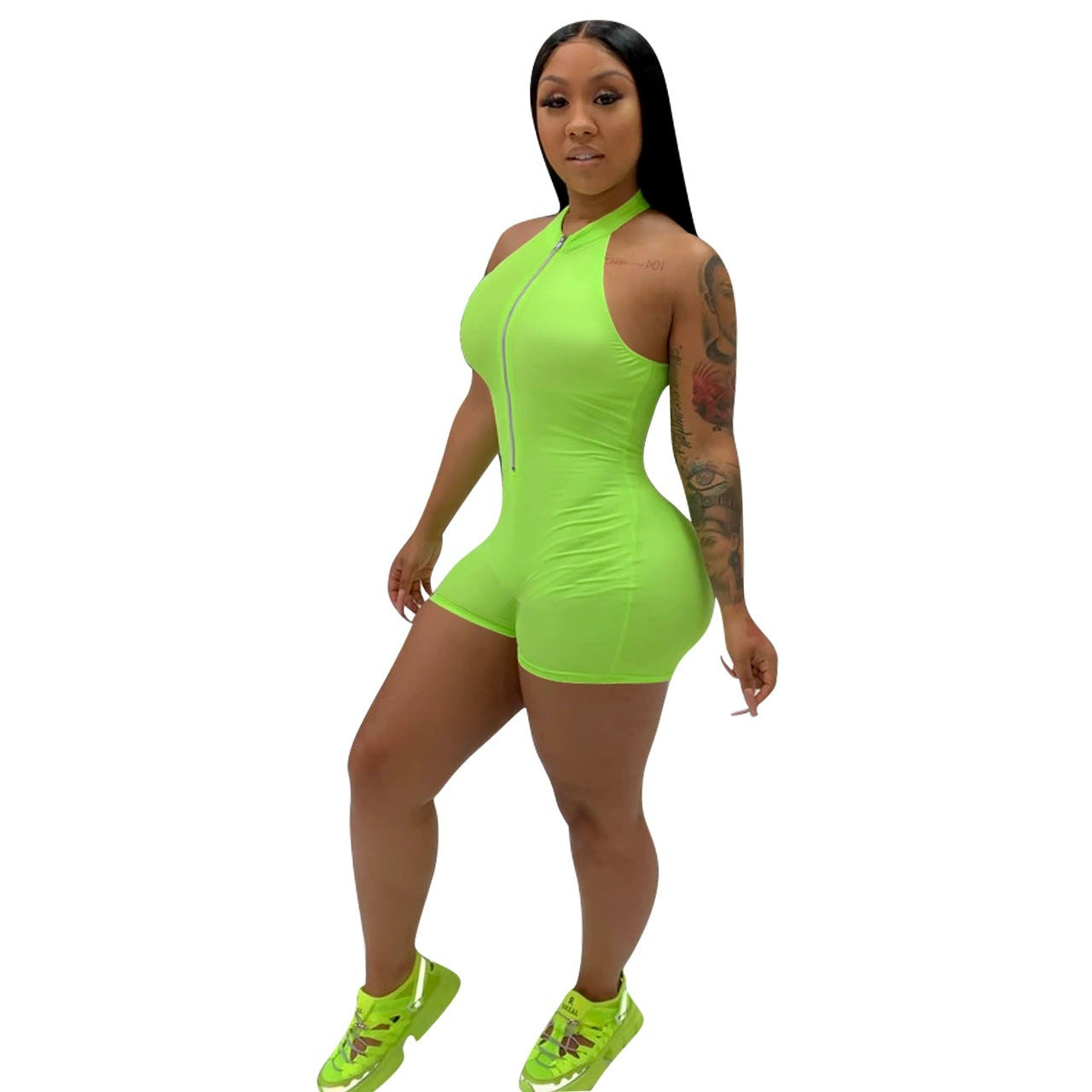 Clothing Color Halter Zipper Jumpsuit Clothing
