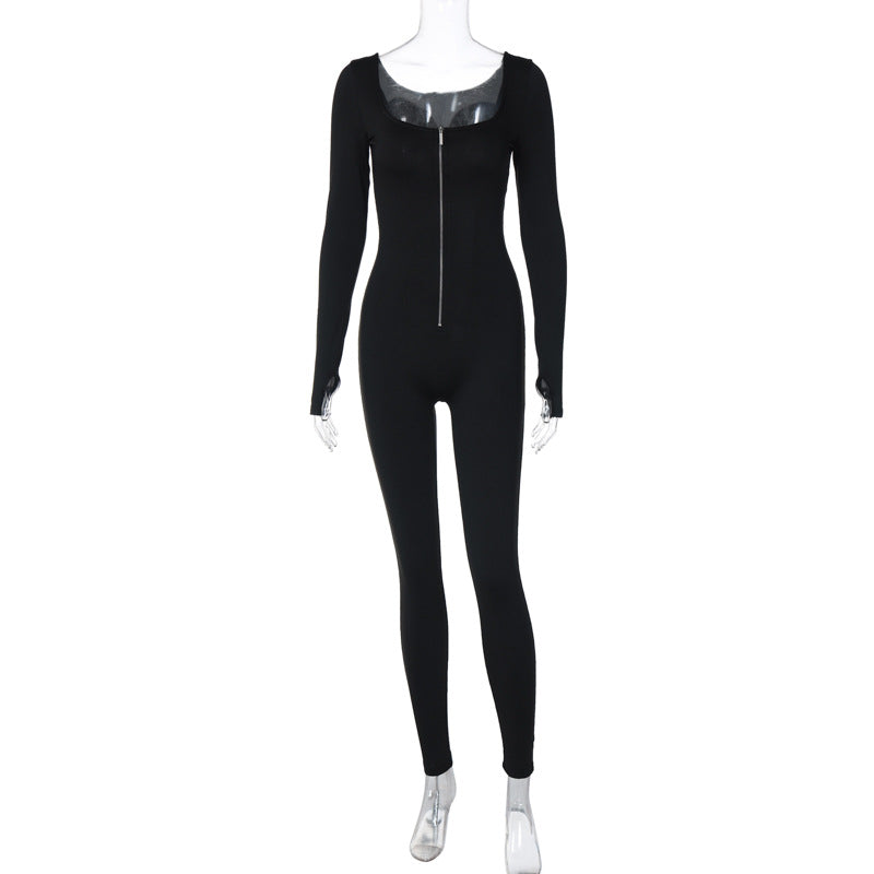 Clothing Winter Street Shooting Slim Fit Zipper Long Sleeve Jumpsuit