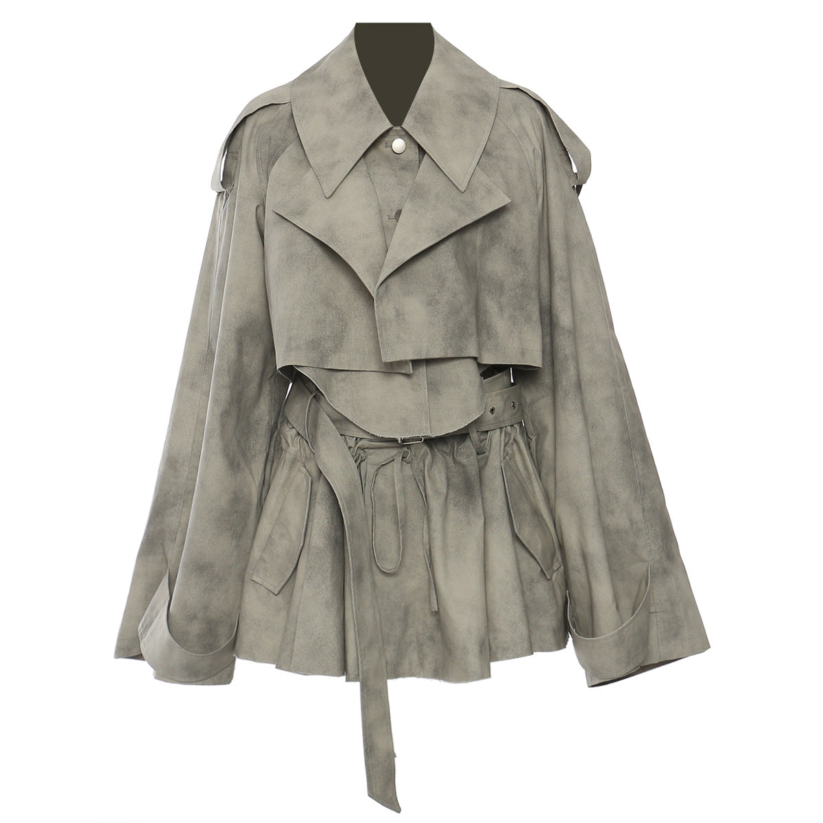 Autumn Winter Camouflage Printing Ink Printing Coat Trench Coat Skirt Suit