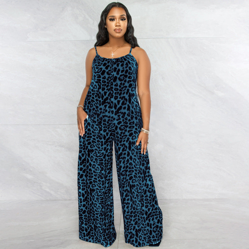 Jumpsuit Summer Leopard Print Strap Jumpsuit