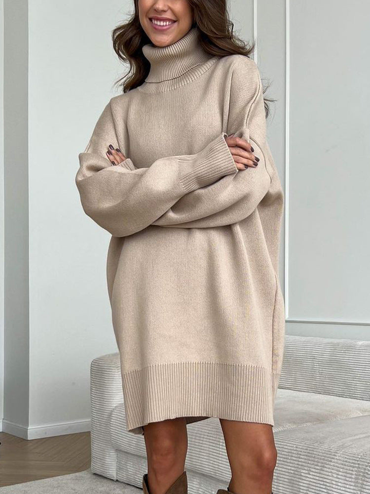 Autumn Winter Turtleneck Sweater Mid Length Thickened Russia Long Sleeved Knitwear