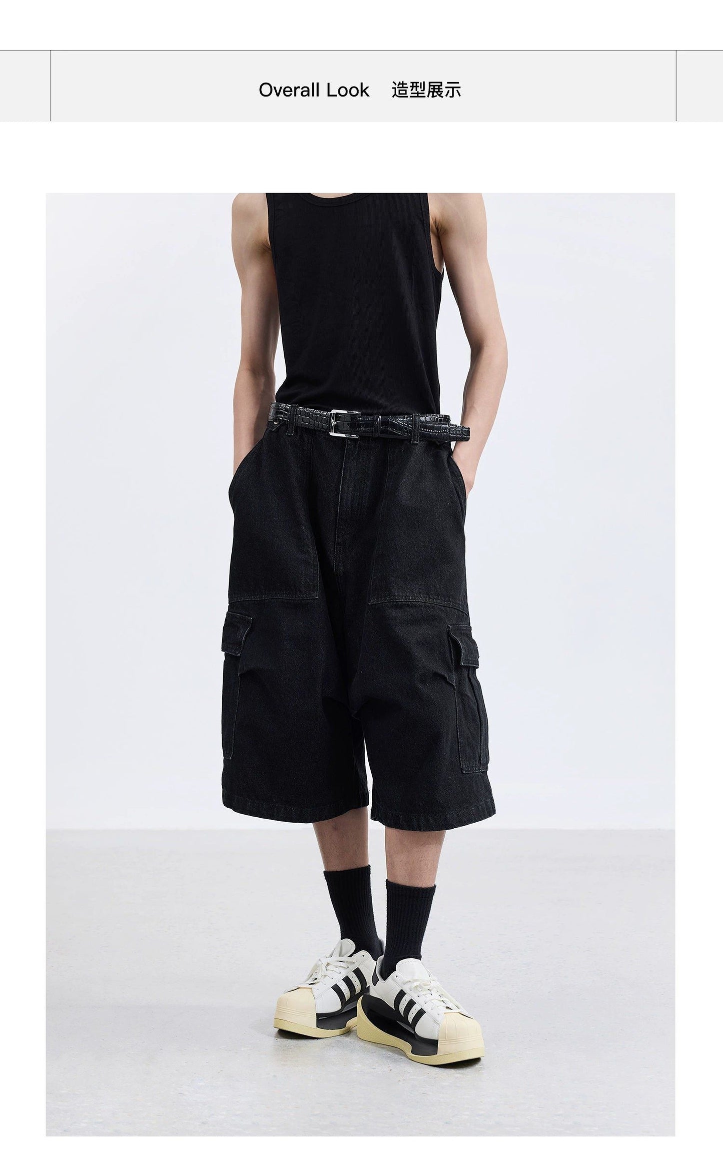 Wide-leg Cargo Capri Pants