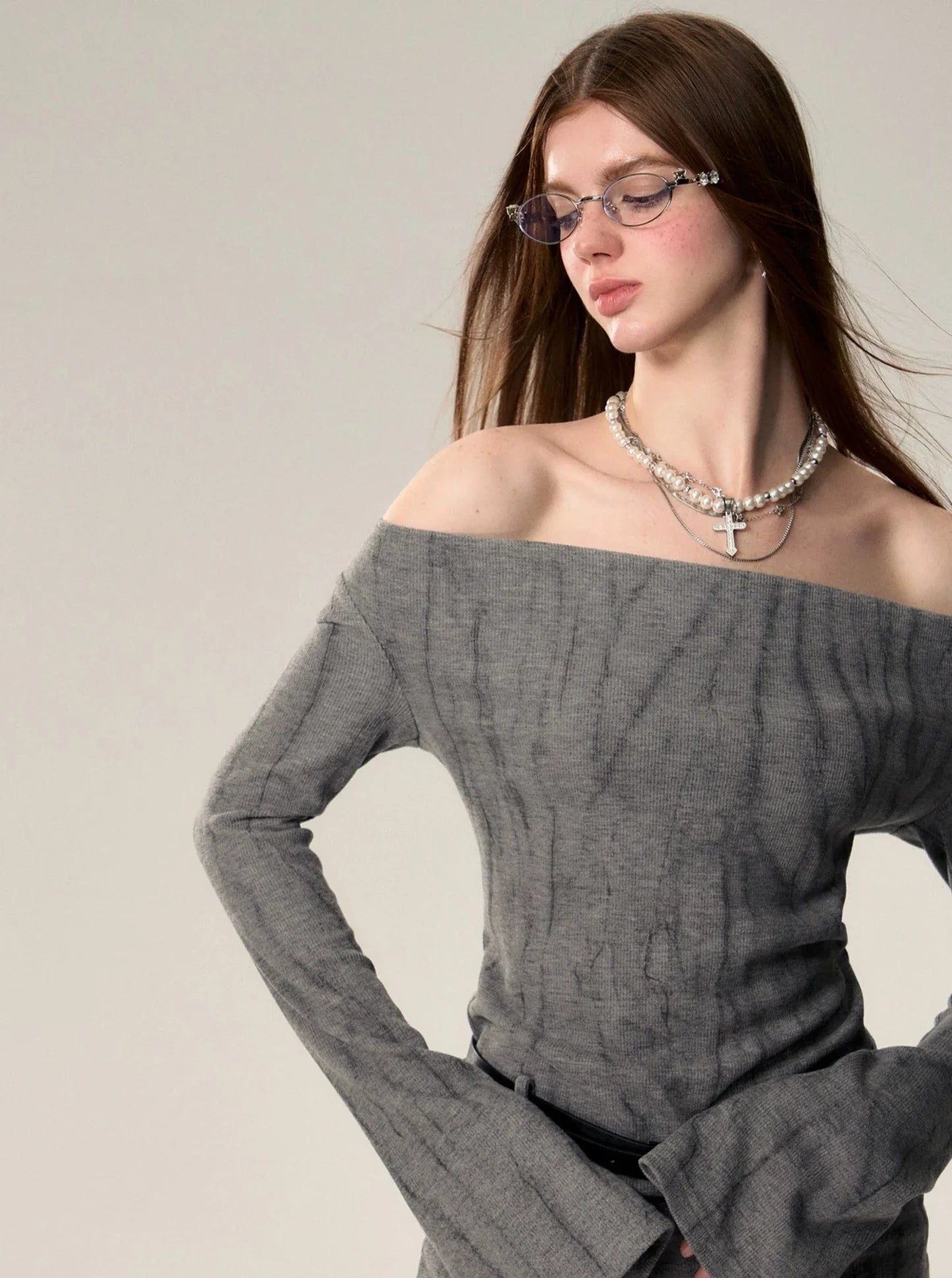 Neck Bell Sleeve Midi T-shirt