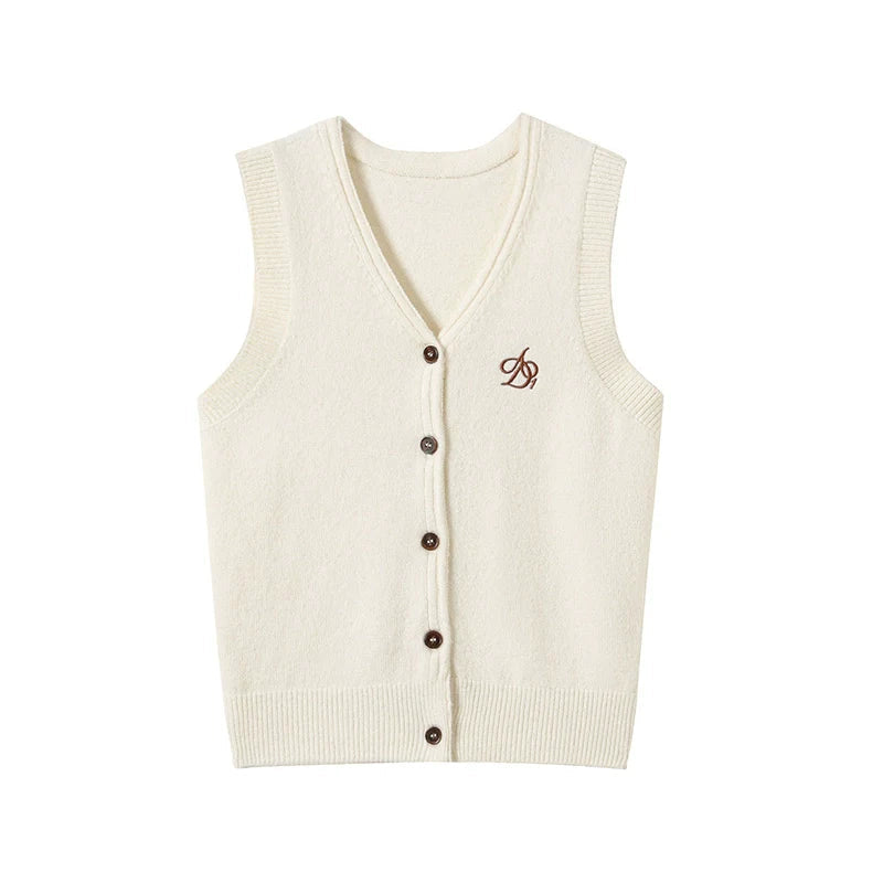 Classic Sweater Vest - Button-front Knit Sleeveless Cardigan