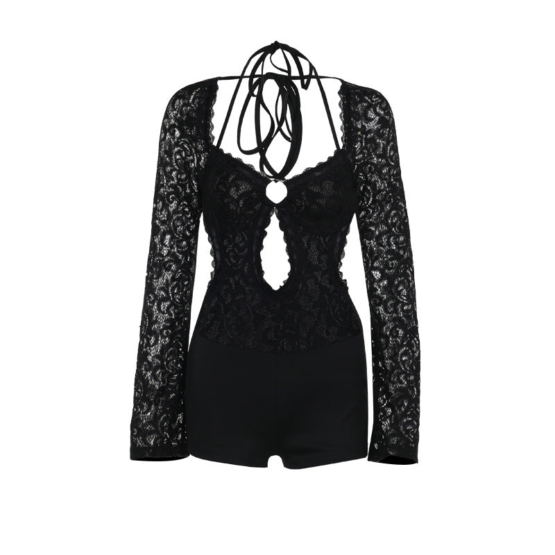 Autumn Slim Lace Long Sleeved Romper for